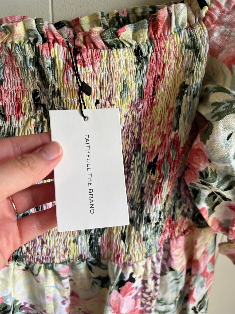 NWT Faithfull the Brand De Christin Venissa Pink Floral Smocked Maxi Dress Sz 10 - Picture 4 of 12